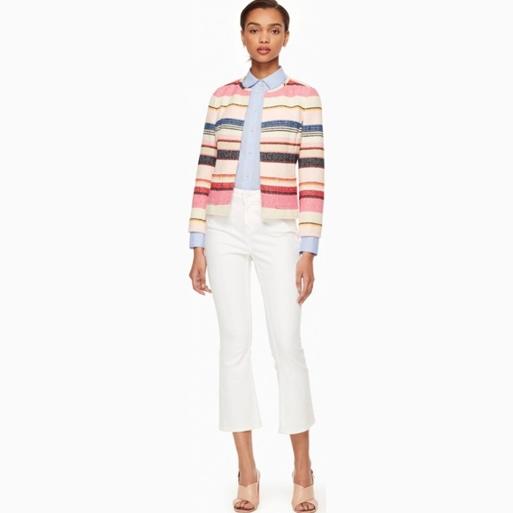 Kate Spade Women's Pink Berber Stripe Jacket Blazer - Picture 2 of 8
